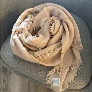 Chan Luu 100% CASHMERE SCARF Golden Olive WINDOWPANE